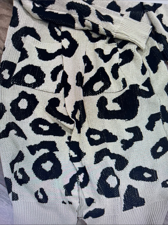 Tops - Black and Cream Leopard Print Women's Knit Top